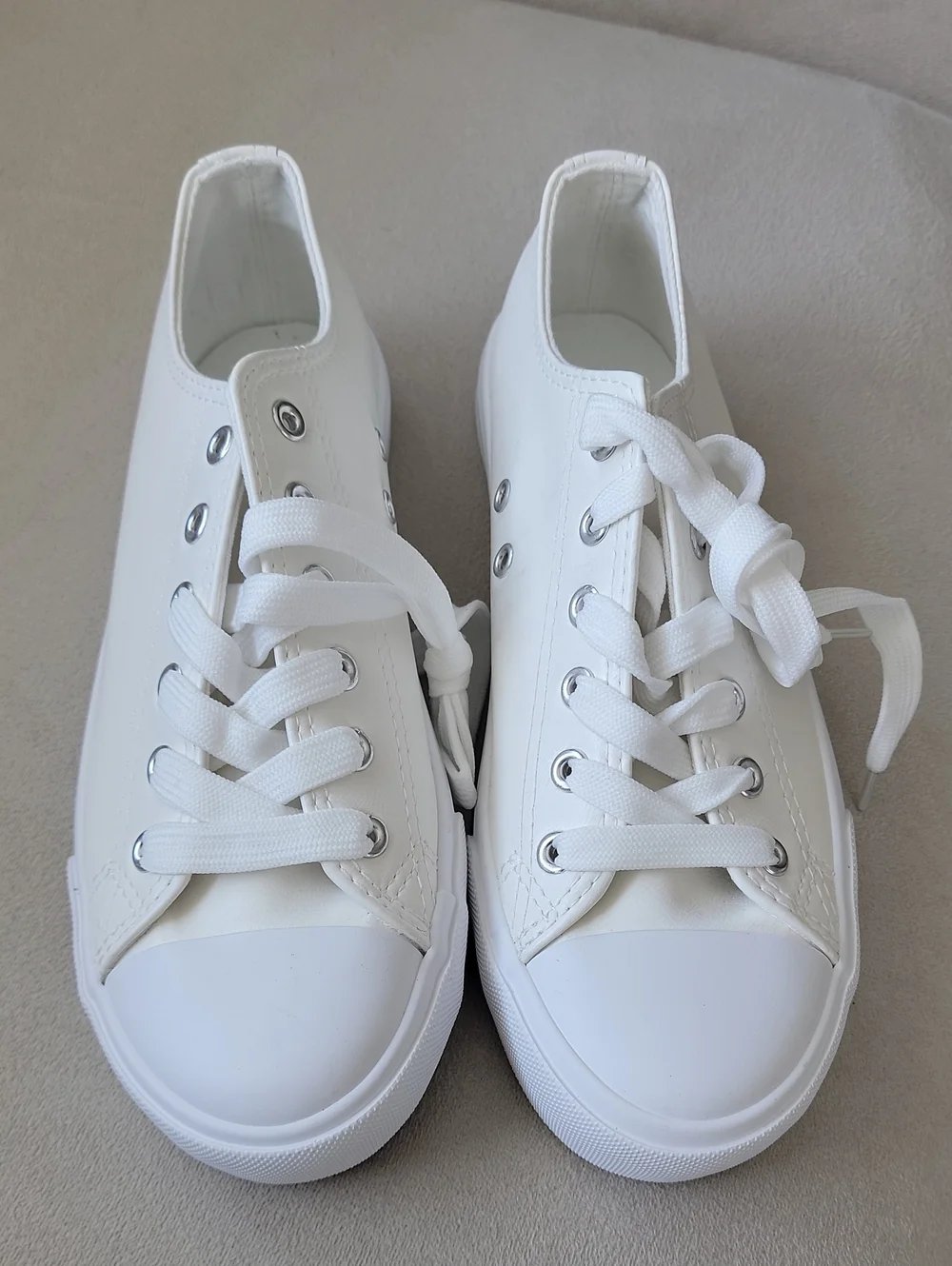 Classic Cream Low-Top Vegan Leather Sneakers